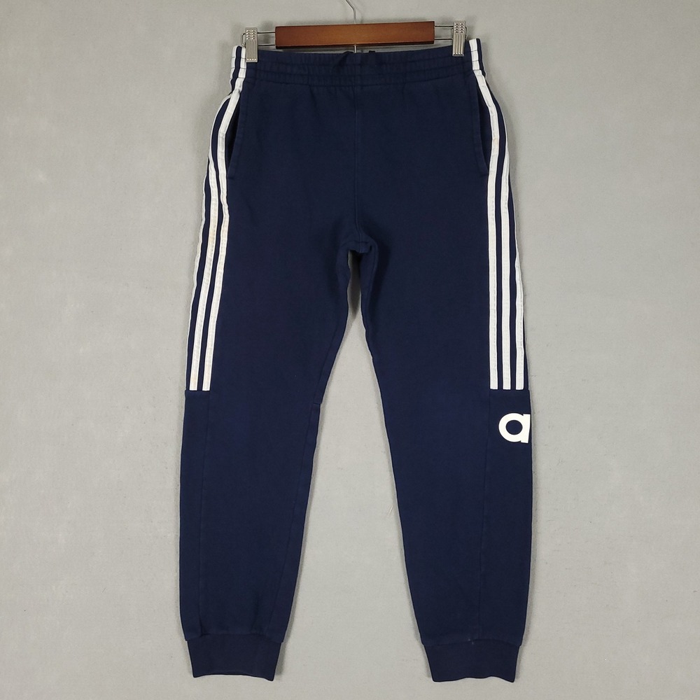Adidas Joggers XL (18/20) Navy Blue Sporty Tapered Cotton Fleece AK5664
